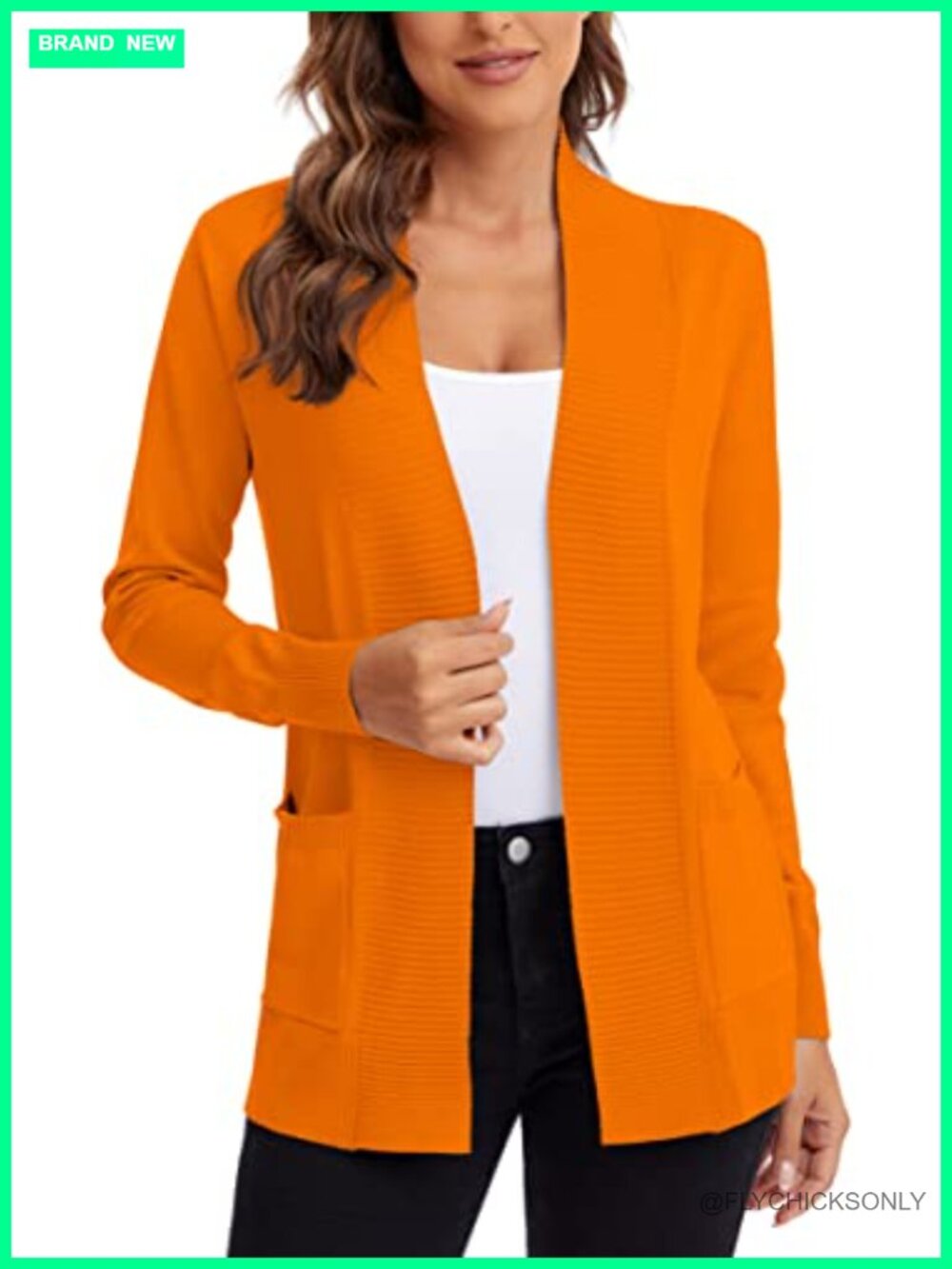 Open Front Knit Cardigan Sweater Lightweight Soft Viscose Blend with Pockets